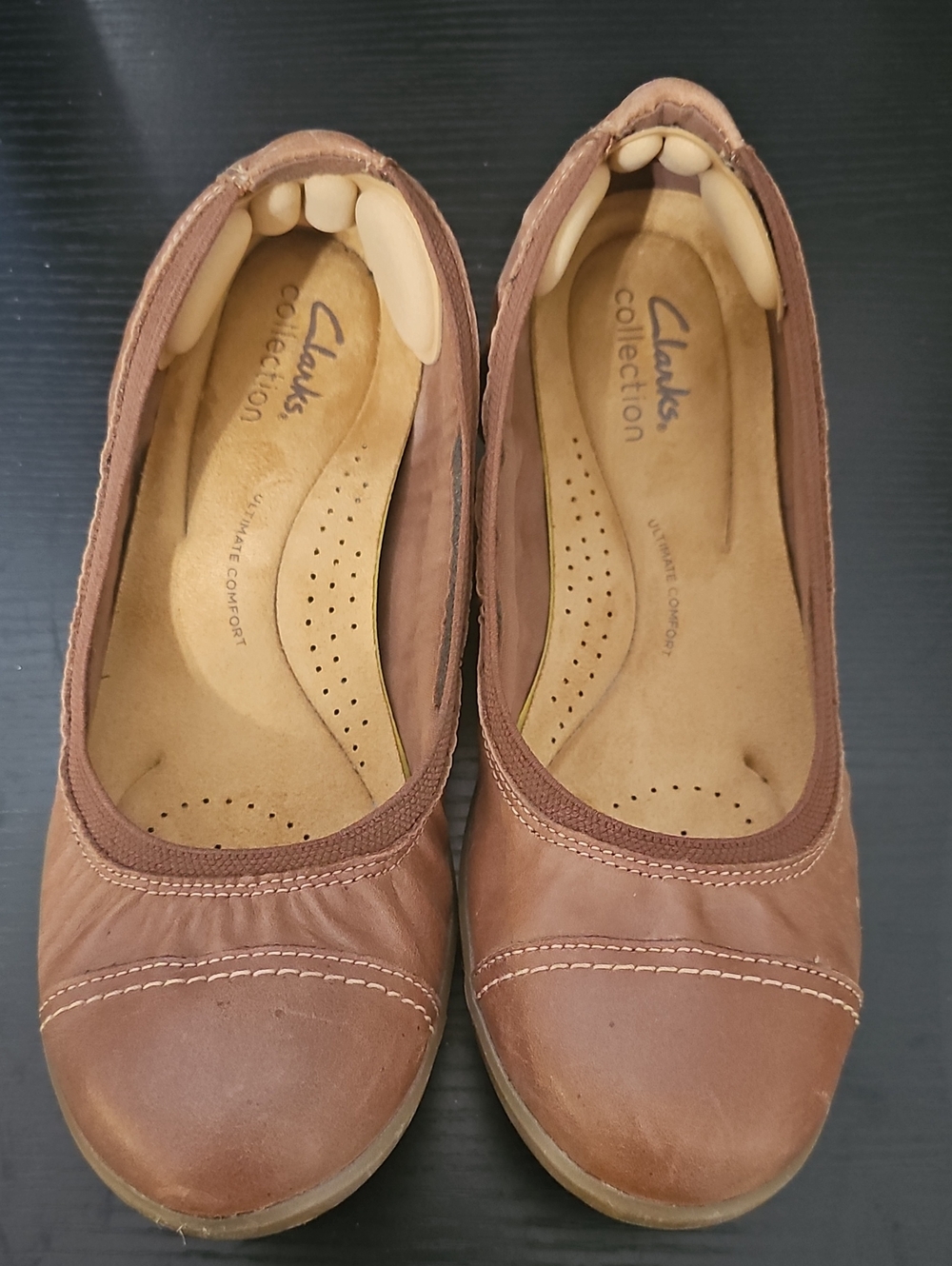 Clarks Brown Leather Women's Platform Flats